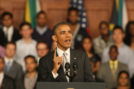 APOYO. Obama durante su conferencia.