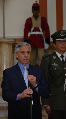 INFORME. El vicepresidente lvaro Garca Linera en conferencia de prensa.