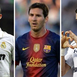 Cristiano Ronaldo (i), Lionel Messi (c) y Gareth Bale (d) encabezan la lista.