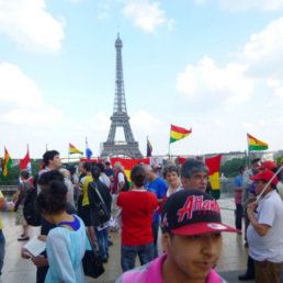 SOLIDARIDAD. Varios activistas latinos y oporitores al Gobierno francs protestaron en Francia por lo sucedido con el avin presidencial.