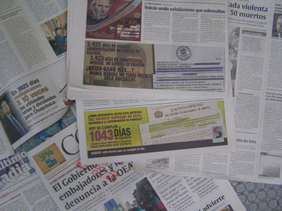 MEDIOS. Los anuncios que se publican a diario en algunos peridicos del pas, incluido el de la Capital, se replican en medio televisivos y radiales.