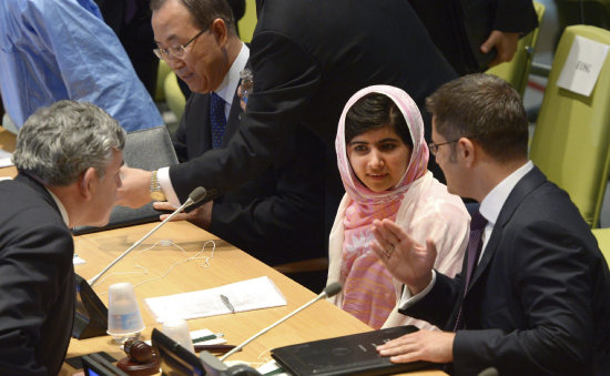 MENSAJE. Malala Yousafzai durante su intervencin en la ONU.