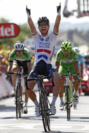 El britnico Mark Cavendish, del Omega Pharma Quick Step, durante la etapa del Tour de Francia disputada ayer.