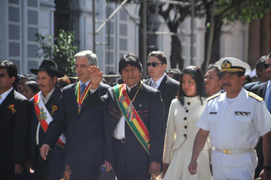 CIVISMO. Las autoridades nacionales en la celebracin del 6 de agosto de 2011.