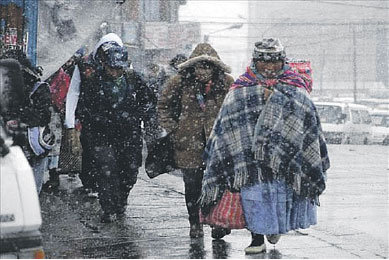 NEVADA. En los ltimos das La Paz soport bajas temperaturas.