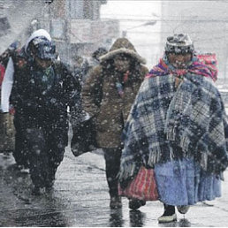 NEVADA. En los ltimos das La Paz soport bajas temperaturas.