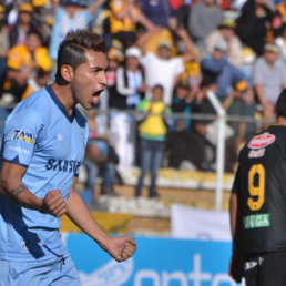 La celebracin del volante tarijeo Ruddy Cardozo luego de anotar el primer tanto para los celestes.