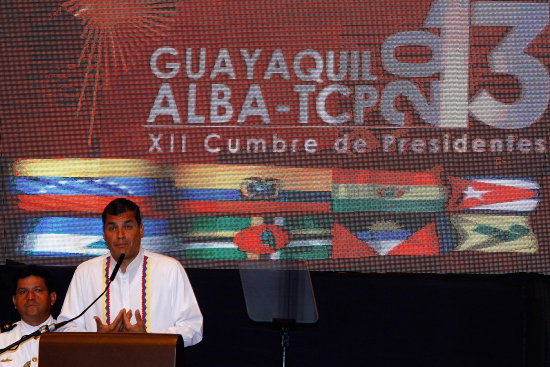 APERTURA. El presidente ecuatoriano, Rafael Correa, durante la inauguracin de la Cumbre de la ALBA.