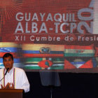 APERTURA. El presidente ecuatoriano, Rafael Correa, durante la inauguracin de la Cumbre de la ALBA.