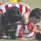 La celebracin del cuadro uruguayo en el partido de ida de esta llave de la Copa Sudamericana.