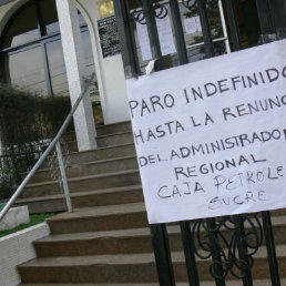 PROTESTA. Los trabajadores en paro.