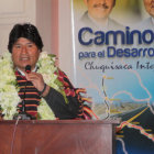 DISCURSO. El presidente Evo Morales durante su alocucin ayer, en Sucre.