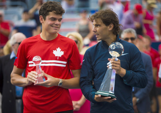 El espaol Rafael Nadal (d) venci en la final al canadiense Milos Raonic.