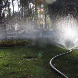 RIEGO. reas verdes de la Municipalidad usa agua tratada para las plantas.