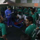 Los integrantes del plantel durante la primera sesin de entrenamiento de ayer, en el gimnasio del club.