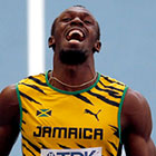 El jamaicano Usain Bolt al momento de cruzar la meta en la prueba 4x100 ayer, en el Mundial de Mosc.