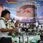 SANTA CRUZ. El presidente Evo Morales estuvo ayer, en Santa Cruz, donde recibi proyectos municipales.