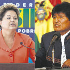 MANDATARIOS. Los presidentes de Brasil y Bolivia, Dilma Rousseff y Evo Morales, respectivamente.