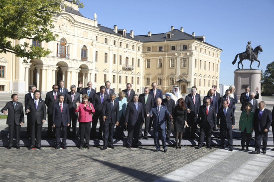 ENCUENTRO. La foto oficial de la Cumbre del G20 que se desarroll en San Petersburgo, Rusia.