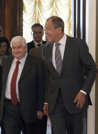 CONFERENCIA. Sergui Lavrov junto al ministro sirio de Asuntos Exteriores, Wallid Muallem.