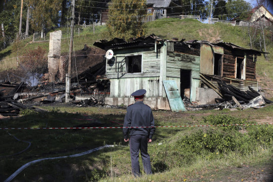 SINIESTRO. El psiquitrico de Nvgorod qued destruido por el fuego.