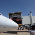 ACTO. El Presidente entreg pasarelas de embarque y otras mejoras en el aeropuerto de Cochabamba.