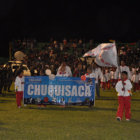 La delegacin chuquisaquea en el acto inaugural ayer, en el estadio Gilberto Parada de Montero.