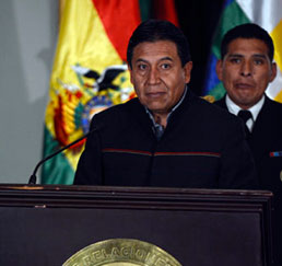 INFORMACIN. El canciller David Choquehuanca en conferencia de prensa, ayer.