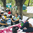 PROTESTA. La huelga de hambre instalada en la plaza central de Trinidad.