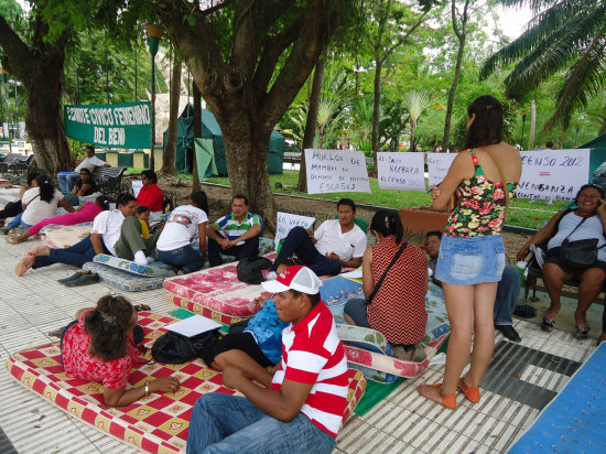 HUELGA. La protesta en Trinidad sum ayer siete nuevos huelguistas.