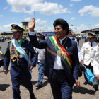 CEREMONIA. El presidente Evo Morales participa del aniversario de las FAB en Santa Cruz.