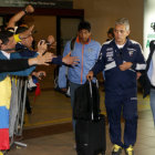 El tcnico de la seleccin ecuatoriana, el colombiano Reinaldo Rueda, al llegar a Santiago de Chile.