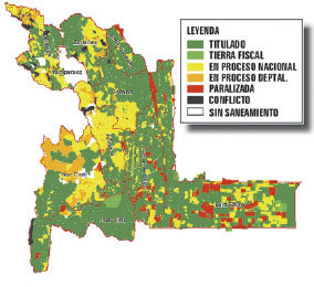 DESCRIPCIN. La situacin del saneamiento de tierras en Chuquisaca.