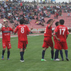 La celebracin del quinto y ltimo gol de Universitario, que fue anotado por el argentino Matas Manzano.