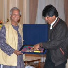 VISITA. El presidente Evo Morales recibi la visita del Premio Nobel de la Paz 2006.