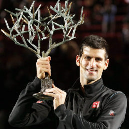 El serbio Novak Djokovic levanta la copa de Bercy, tras derrotar al espaol David Ferrer.