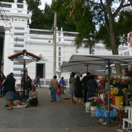 CEMENTERIO. Las floristas quieren seguir vendiendo en la plazuela.