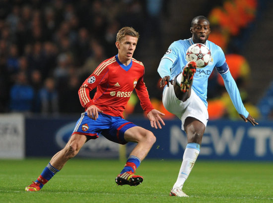 Una escena de la goleada del equipo ingls Mancester City, ayer, sobre el CSKA.