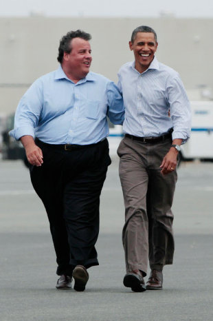 REELEGIDO. Chris Christie (i) con Obama.