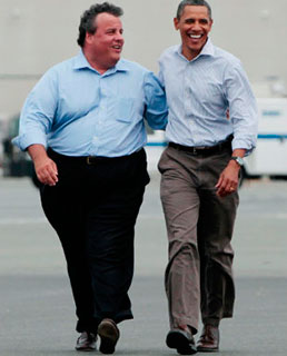 REELEGIDO. Chris Christie (i) con Obama.