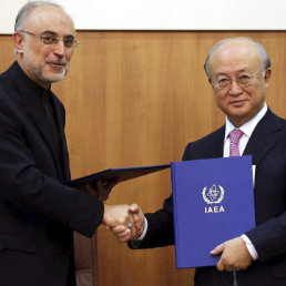 ACUERDO. El presidente de la Atmica de Irn, Al Akbar Salehi (izq), y el director de la OIEA, Yukiya Amano.