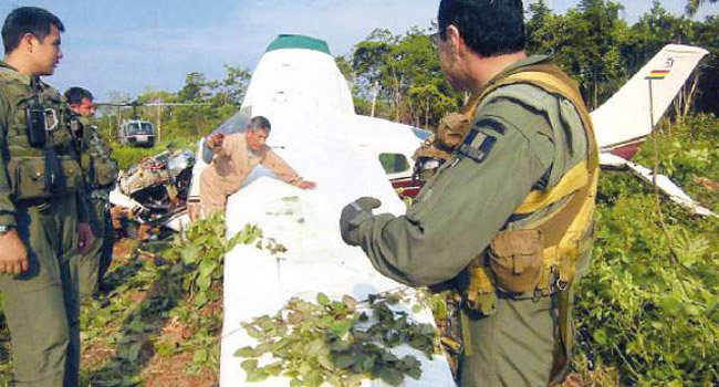 SECUESTRADA: Una avioneta con bandera boliviana encontrada en la regin del Vraem en 2012.