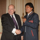 ENCUENTRO. El presidente Evo Morales y el secretario general de la OEA Jos Miguel Insulza.