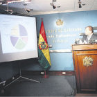 INFORME. El ministro de Gobierno, Carlos Romero, durante la presentacin del estudio de la hoja de coca.