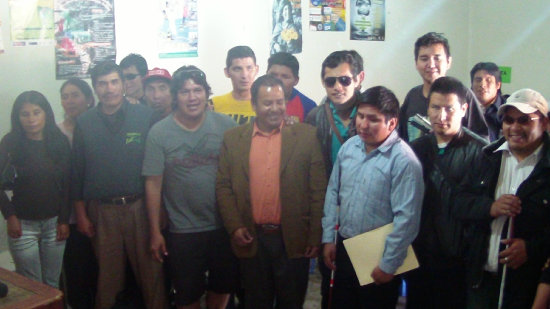 Los dirigentes del Instituto de la Ceguera tras la conferencia de prensa.