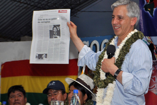 SATISFECHO. El vicepresidente lvaro Garca Linera celebr la decisin de la COB.