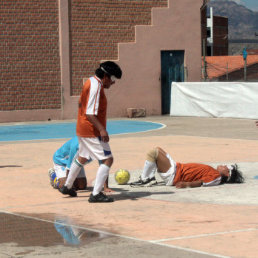 Una escena de los partidos de ftbol de saln de ayer, sbado.