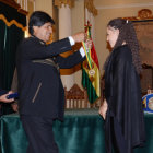 La campeona boliviana recibi el reconocimiento del presidente Evo Morales ayer, en Palacio de Gobierno.