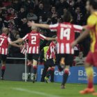 Los jugadores del Athletic de Bilbao celebran el gol de Muniain, el del triunfo sobre Barcelona.