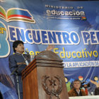 POSTURA. El discurso del presidente durante el III Encuentro Pedaggico Nacional.